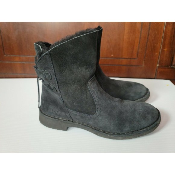 Ugg Naiyah Lace Back Genuine Shearling Boot Black Suede Size 8  #1020144 - Picture 3 of 10